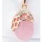 Honey Comb Rose Gold Tone Crystal Embedded Champagne Pink 15 inch Pendant 1.JPG